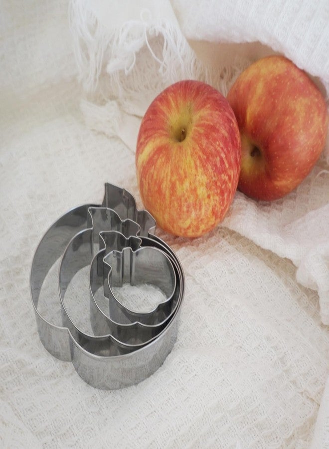 Heluok Apple Cookie Cutter Set, 4Pcs Stainless Steel Apple Shaped Mold, 4", 3", 2.2", 1.6" with leaf for Fruit Fondant Biscuit Fall Thanksgiving - Image 5