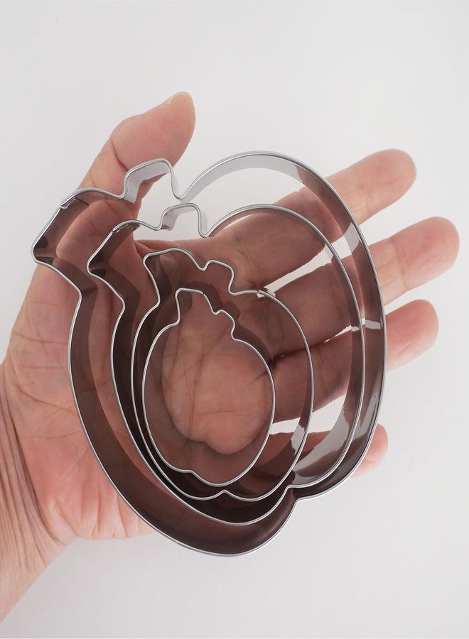 Heluok Apple Cookie Cutter Set, 4Pcs Stainless Steel Apple Shaped Mold, 4", 3", 2.2", 1.6" with leaf for Fruit Fondant Biscuit Fall Thanksgiving - Image 3