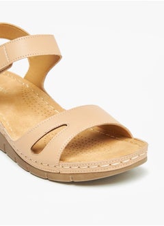 Le Confort Womens Solid Strappy Wedge Heeled Sandals With Hook And Loop Closure  - Image 4