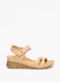Le Confort Womens Solid Strappy Wedge Heeled Sandals With Hook And Loop Closure  - Image 3