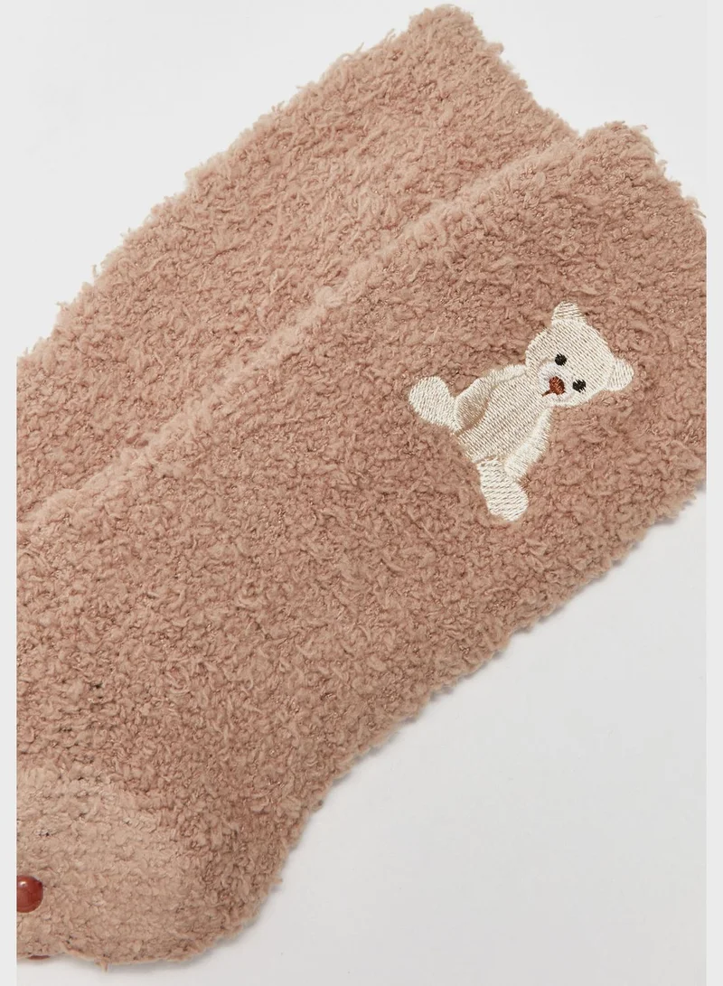 LC WAIKIKI Embroidered Knitted Crew Socks