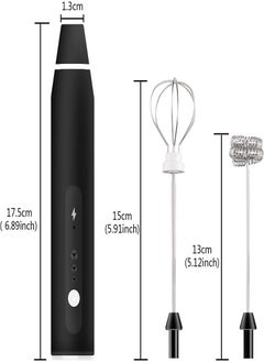 Generic Manual Milk Frother, USB Rechargeable Electric Milk Frother, 2 Different Stainless Steel Whisks, 3 Adjustable Levels, Very Suitable for Bulletproof Coffee, Latte, Capache  - Image 2