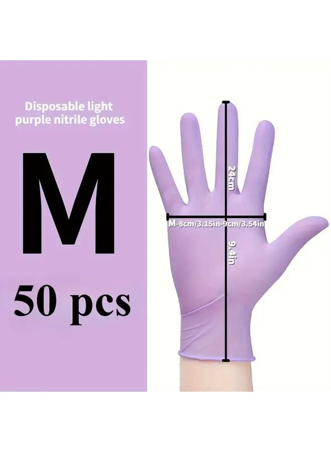 50 PCS Ume Purple Nitrile Gloves 9 Inch Waterproof Non Slip Disposable Household Cleaning - Image 1