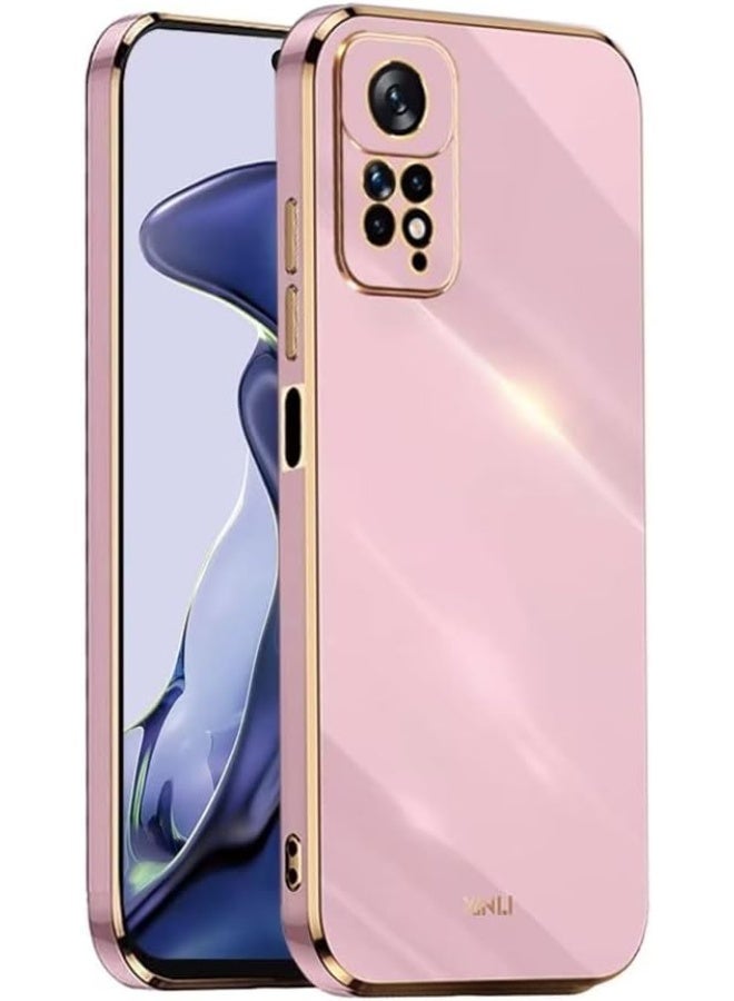 متوافق مع جراب Redmi Redmi Note 11 / Note 11S (4G)، جراب TPU ناعم من السيليكون، تصميم إطار ذهبي (أرجواني)