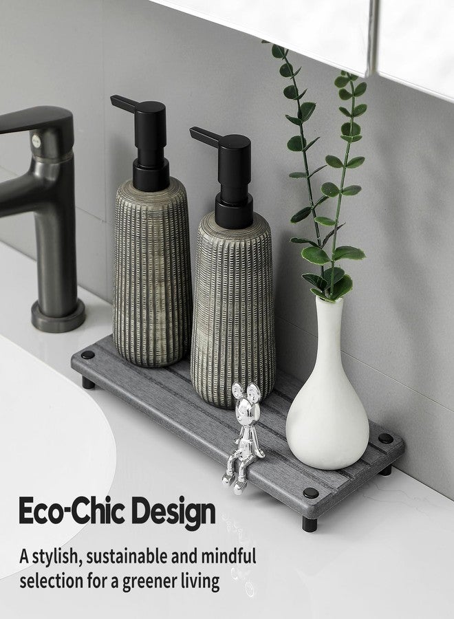 Razborci Instant Dry Sink Caddy Kitchen Sink Organizer, Quick Drying Stone Tray Diatomite Sponge Holder Soap Dish, Bathroom Countertop Fast Dry Water Absorbing Vanity Rack, Dark Gray,12" x 5" - Image 5