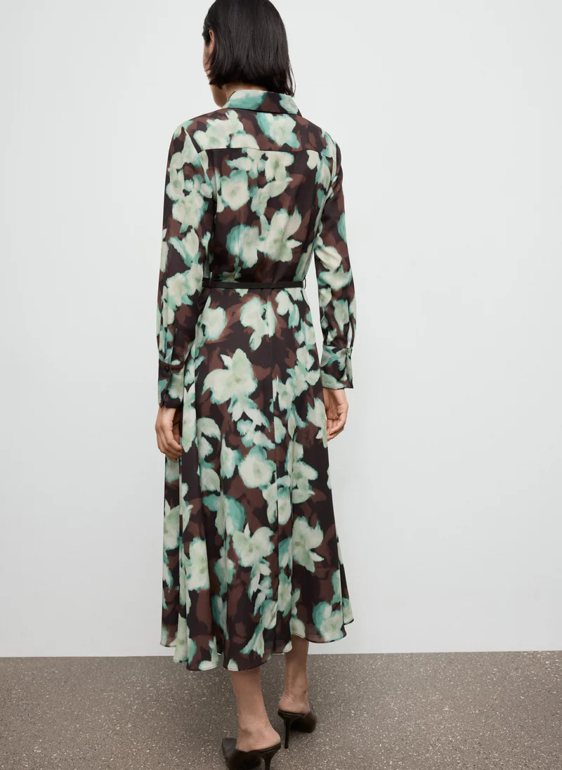 MANGO Printed shirt dress with belt