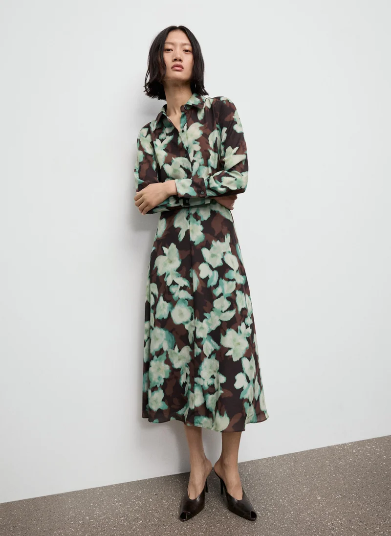 MANGO Printed shirt dress with belt