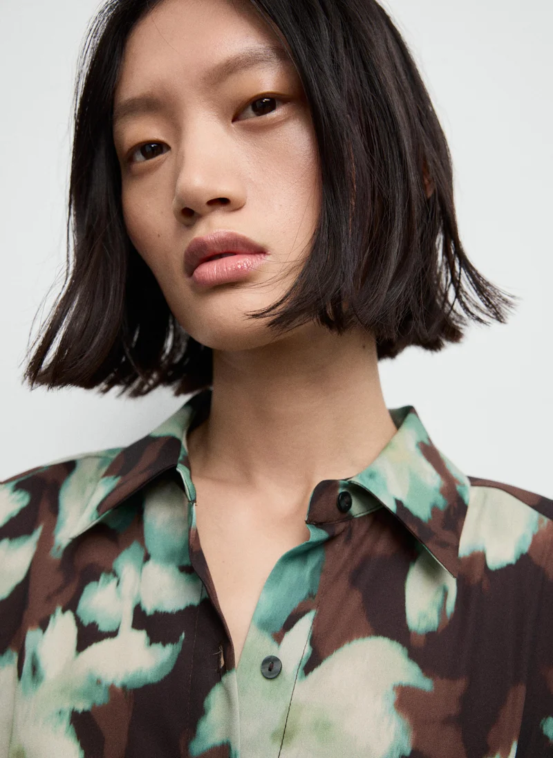 MANGO Printed shirt dress with belt