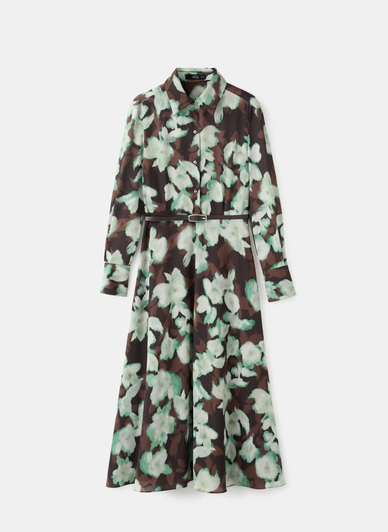 MANGO Printed shirt dress with belt