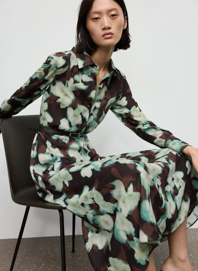 MANGO Printed shirt dress with belt