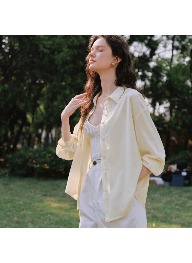 Olrain Lazy Style Lightweight Shirt Summer Women'S Sunscreen Loose Sun Protection Shirt Top Air-Conditioned Shirt Blue Xl - Image 4