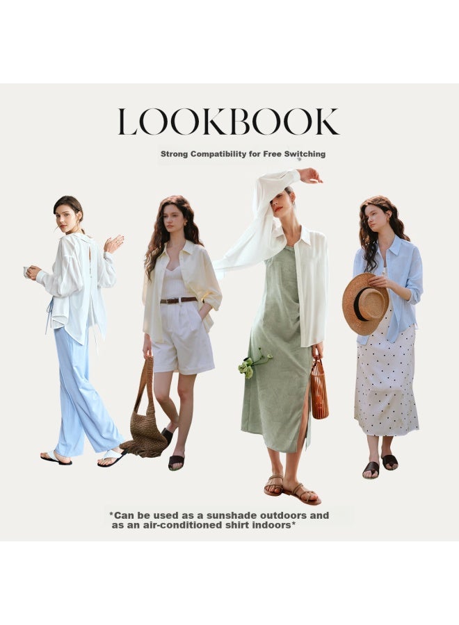 Olrain Lazy Style Lightweight Shirt Summer Women'S Sunscreen Loose Sun Protection Shirt Top Air-Conditioned Shirt Blue Xl - Image 3