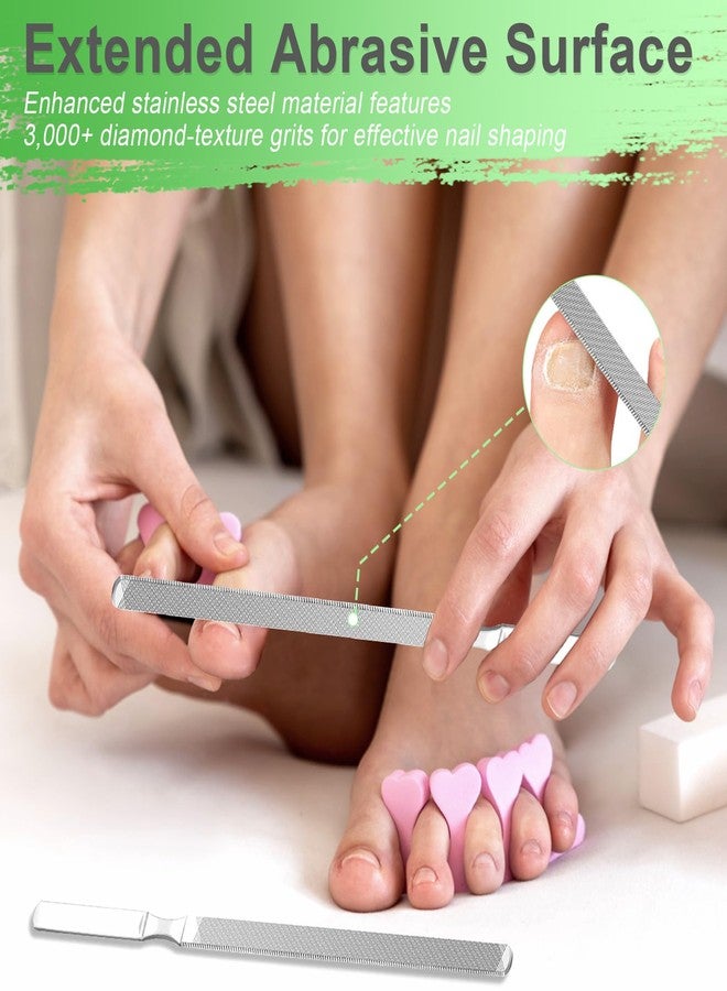 GigaGround Toenail Files for Thick Nails, 4 Sides Heavy Duty Toe Nail File for Thick Toenails, Stainless Steel 5.2"/7” Long Filer for Men Women Seniors Dogs, Metal Fingernail Filing Durable Nail Care Tool - Image 2