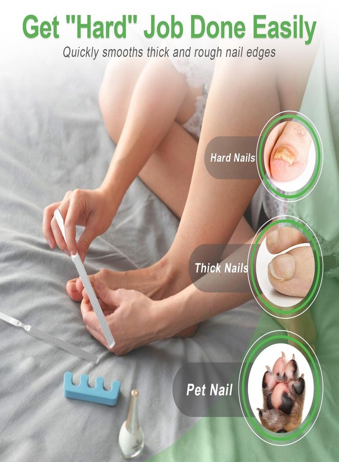 GigaGround Toenail Files for Thick Nails, 4 Sides Heavy Duty Toe Nail File for Thick Toenails, Stainless Steel 5.2"/7” Long Filer for Men Women Seniors Dogs, Metal Fingernail Filing Durable Nail Care Tool - Image 3