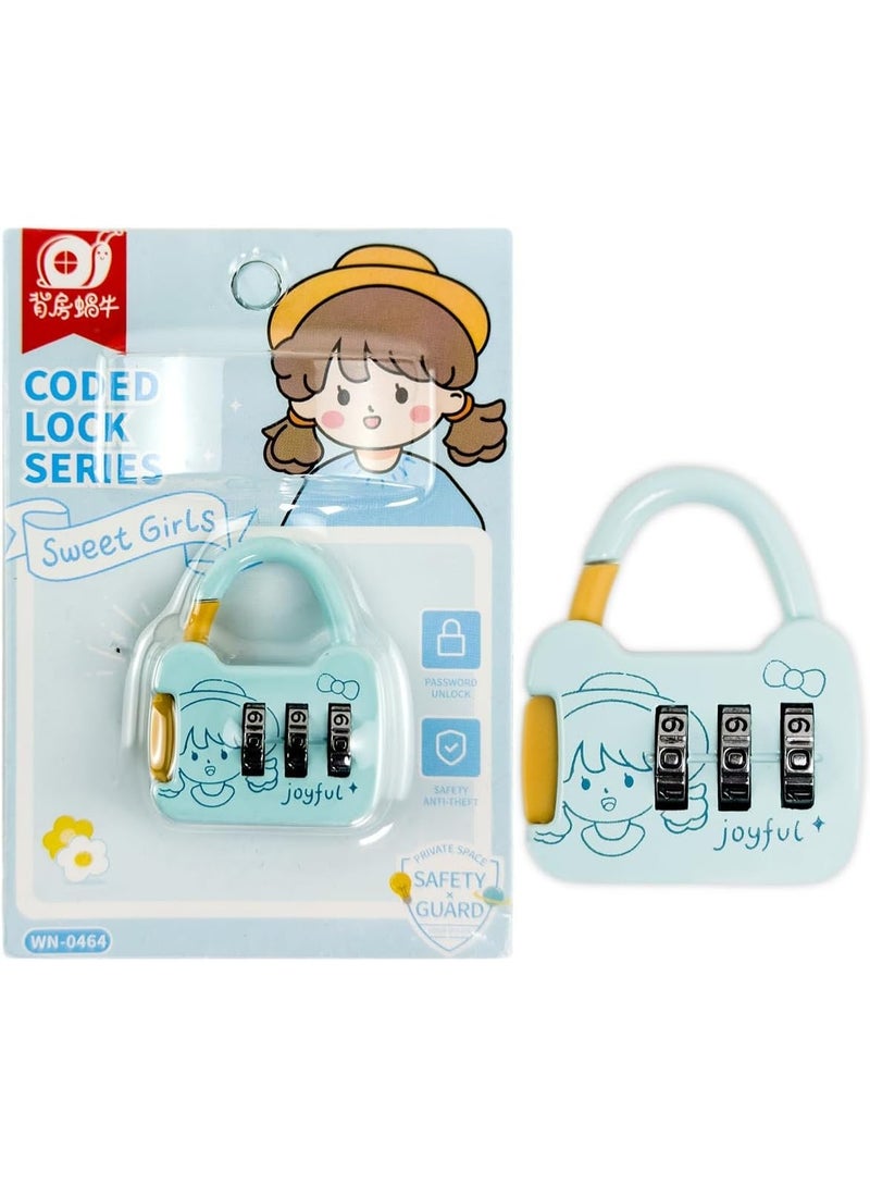 3-digit resettable combination lock for children, portable, sturdy metal lock for school and gym lockers, travel bags and luggage - Image 1