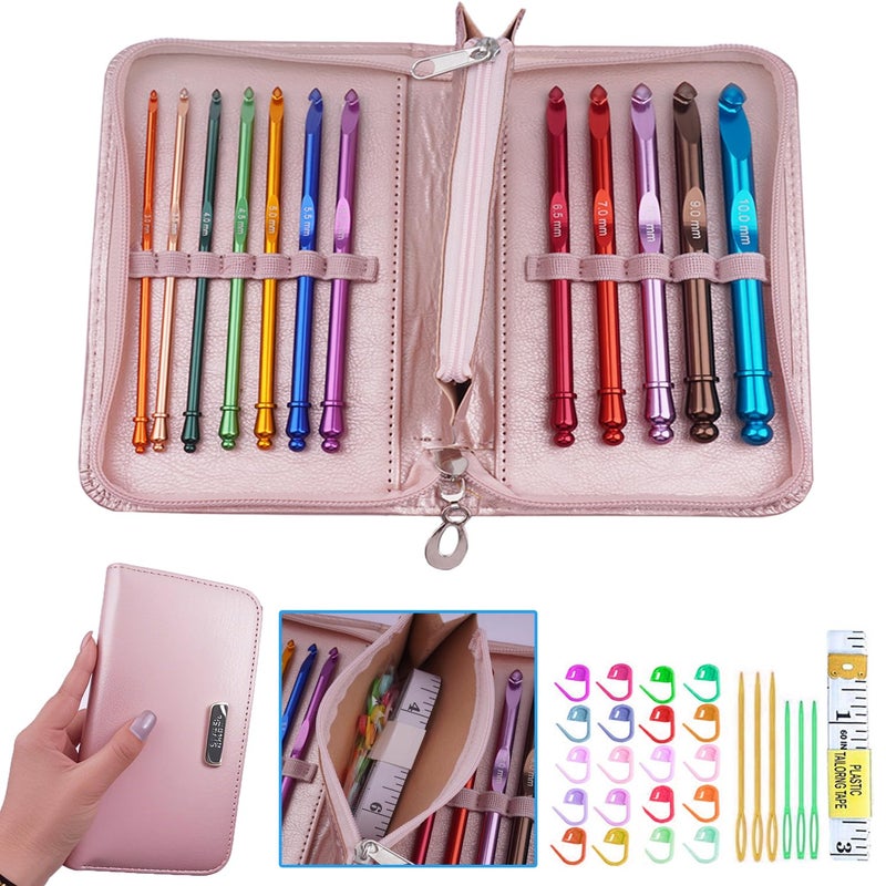 Mdoker Latest Inline Crochet Hook Set with Case Aluminum Ergonomic Crochet HooksNonSlip Hooks for Arthritic HandsNice Gift for Women3mm10mm - Image 2