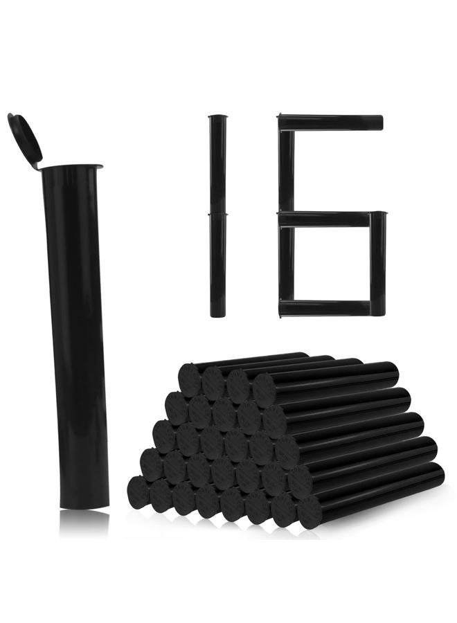 BOROLA 116mm 16pcs Waterproof Smell-Proof Cigarette Storage Tubes Squeeze Bottles with Caps Airtight Sealing Plastic Container Protect Pre-Roll Cigarettes Cigarillos (Black) - Image 1