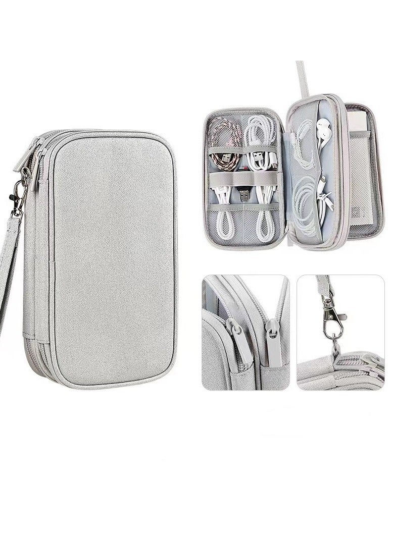 Mmmon Electronic Organizer,Travel Cable Organizer Bag Pouch Electronic Accessories Carry Case Portable Waterproof Storage Bag for Cable,Cord,Charger,Phone,USB,Hard Drive,SD Card,Earphone(Grey)  - Image 1