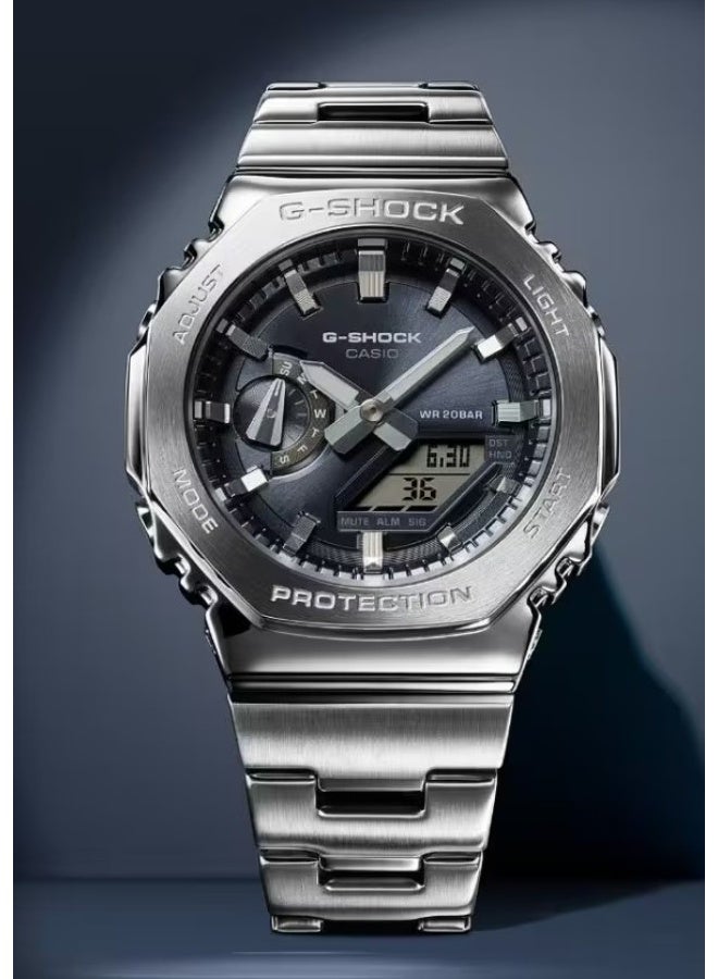 G-SHOCK ساعة أنالوج-ديجيتال GM-2110D-8ADR، 49.3 مم قرص معدني رمادي، هيكل وسوار من الفولاذ المقاوم للصدأ والرَاتنج، مقاومة للماء حتى 200 م - Image 1