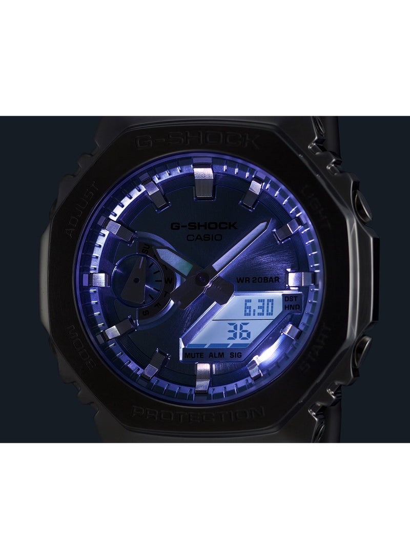 G-SHOCK ساعة أنالوج-ديجيتال GM-2110D-8ADR، 49.3 مم قرص معدني رمادي، هيكل وسوار من الفولاذ المقاوم للصدأ والرَاتنج، مقاومة للماء حتى 200 م - Image 5