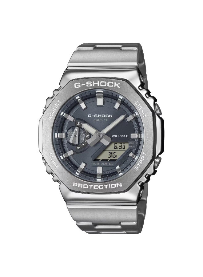 G-SHOCK ساعة أنالوج-ديجيتال GM-2110D-8ADR، 49.3 مم قرص معدني رمادي، هيكل وسوار من الفولاذ المقاوم للصدأ والرَاتنج، مقاومة للماء حتى 200 م - Image 2
