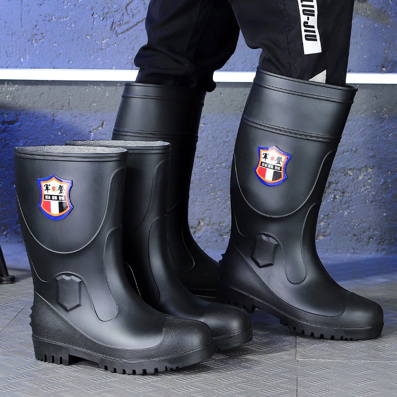 Thickened Steel-Toe Anti-Smashing Rain Boots Non-Slip Steel-Soled Anti-Puncture Rubber Shoes Long Barrel Mid-Barrel Protective Work Shoes Wear-Resistant Men'S Rain Boots - Image 5
