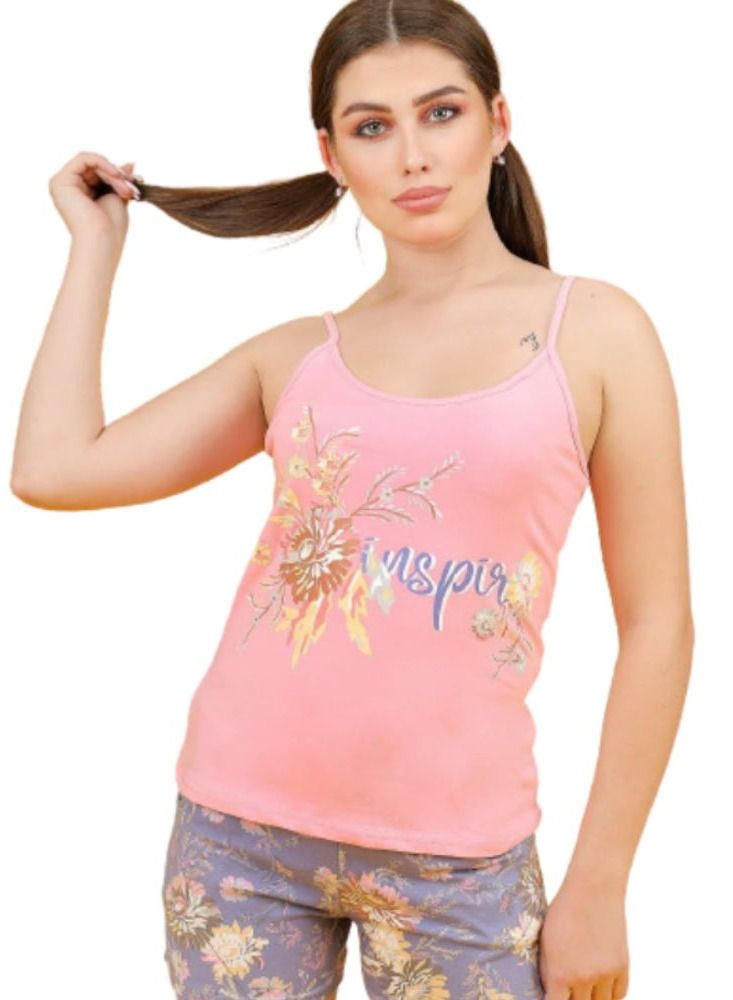 جنة طقم هوت شورت قطن بطبعات وحماله منزليه للنساء