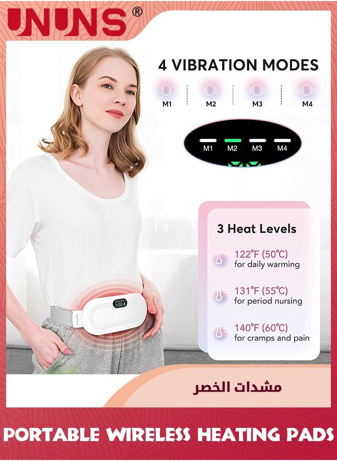 UNUNS Portable Cordless Heating Pad For Period Cramps,Electric Menstrual Heating Pads Belt,3-Speed Temperature Adjustment,4-Speed Massage Modes,Fast Charge Heating Pad Belt,Heating Pad Thoughtful Gift For Women Girls,White  - Image 3