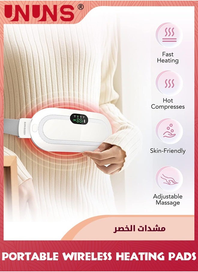 UNUNS Portable Cordless Heating Pad For Period Cramps,Electric Menstrual Heating Pads Belt,3-Speed Temperature Adjustment,4-Speed Massage Modes,Fast Charge Heating Pad Belt,Heating Pad Thoughtful Gift For Women Girls,White  - Image 4