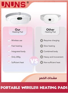 UNUNS Portable Cordless Heating Pad For Period Cramps,Electric Menstrual Heating Pads Belt,3-Speed Temperature Adjustment,4-Speed Massage Modes,Fast Charge Heating Pad Belt,Heating Pad Thoughtful Gift For Women Girls,White  - Image 5