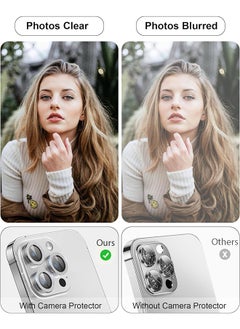 Beyond Camera Lens Protector for iPhone 15 Pro/Pro Max, 9H Tempered Glass Metal Individual Ring Cover, Glitter Bling Screen Camera Cover (Silver)  - Image 5