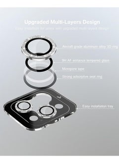Beyond Camera Lens Protector for iPhone 15 Pro/Pro Max, 9H Tempered Glass Metal Individual Ring Cover, Glitter Bling Screen Camera Cover (Silver)  - Image 2