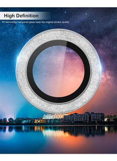 Beyond Camera Lens Protector for iPhone 15 Pro/Pro Max, 9H Tempered Glass Metal Individual Ring Cover, Glitter Bling Screen Camera Cover (Silver)  - Image 4