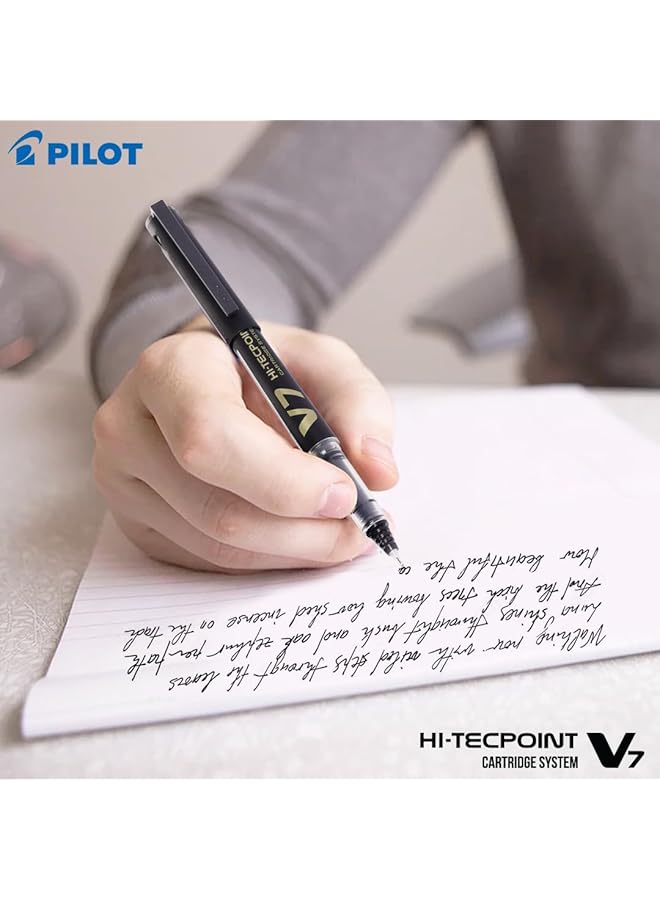 PILOT V7 Hi Tecpoint Pen With Cartridge System 1 Blue 1 Black Pen 2 Blue Cartridges 2 Black Cartridges - Image 5