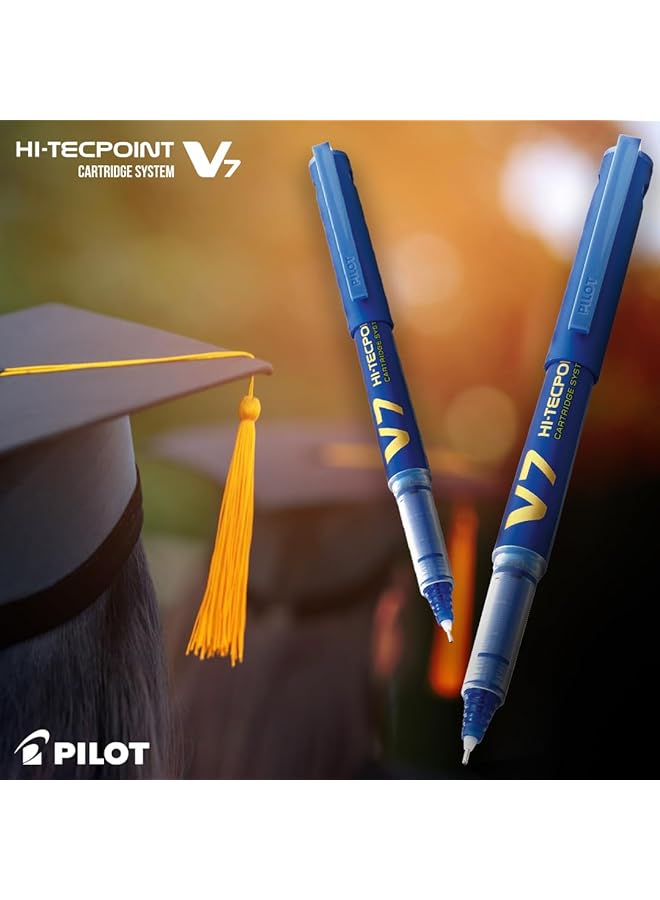 PILOT V7 Hi Tecpoint Pen With Cartridge System 1 Blue 1 Black Pen 2 Blue Cartridges 2 Black Cartridges - Image 3