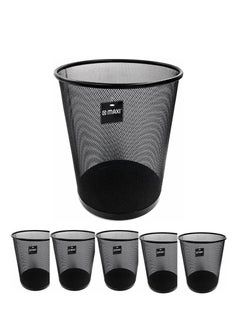 Maxi 6-Piece Metal Mesh Waste Bin Large 18 Litre Capacity Black  - Image 1