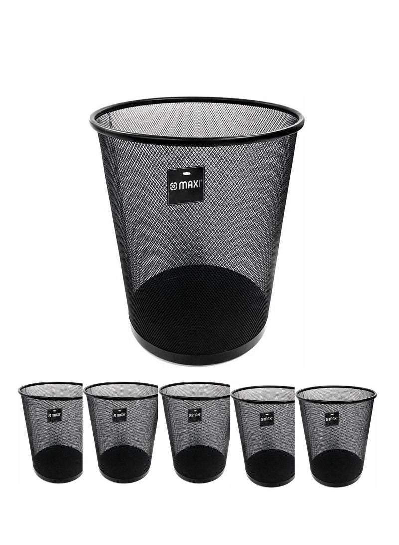 Maxi 6-Piece Metal Mesh Waste Bin Large 18 Litre Capacity Black - Image 1