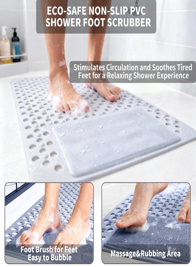 Merleu Bath Tub Shower Mat with Soft Shower Foot Scrubber Mat for Massage,Non Slip Bathtub Mat with Strong Suction Cups, Silicone Shower Foot Scrubber Mat (Dusty Blue, 31.5" X 19.7"(Rectangular)) - Image 4