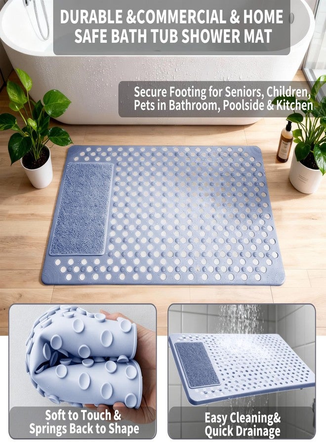 Merleu Bath Tub Shower Mat with Soft Shower Foot Scrubber Mat for Massage,Non Slip Bathtub Mat with Strong Suction Cups, Silicone Shower Foot Scrubber Mat (Dusty Blue, 31.5" X 19.7"(Rectangular)) - Image 5