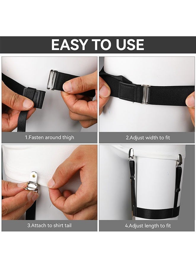 Muyixin Shirt Stays Shirt Stays Holder Straps for Mens Non-slip Adjustable Elastic Shirt Garter with Locking Clamps  - Image 4