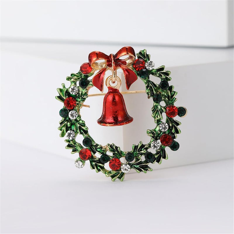 RLHRNDE Christmas Rhinestone Crystal Brooch Pin for Women Man Elegant Xmas Hat Bell Snowmen Cat Garland Glove Reindeer Angel Boots Pins Fashion Sparkling Clothing Matching Christmas Jewelry Gift - Image 5