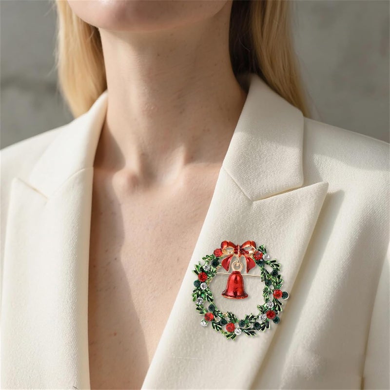 RLHRNDE Christmas Rhinestone Crystal Brooch Pin for Women Man Elegant Xmas Hat Bell Snowmen Cat Garland Glove Reindeer Angel Boots Pins Fashion Sparkling Clothing Matching Christmas Jewelry Gift - Image 2