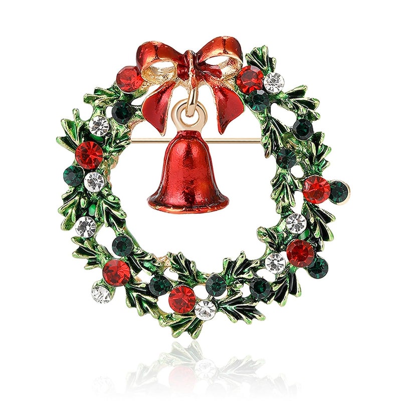 RLHRNDE Christmas Rhinestone Crystal Brooch Pin for Women Man Elegant Xmas Hat Bell Snowmen Cat Garland Glove Reindeer Angel Boots Pins Fashion Sparkling Clothing Matching Christmas Jewelry Gift - Image 1
