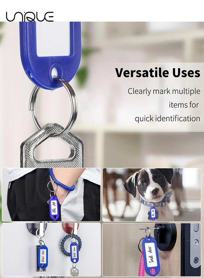 Unique 14 Pcs Wrist Coil Keychain with Tag - Stretchable Spiral Bracelet - Wrist Coil Key Chains - Plastic Coil Wrist Band Key Ring Chain for Gym Pool Outdoor Sport Sauna ID Badge (Assorted Color)  - Image 5