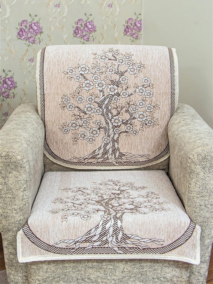 Velvet Chenille Sofa Cover for 5 Seater 311 Sofa Tohfa Ivory_2 6 Piece Set Sofa Slipcovers
