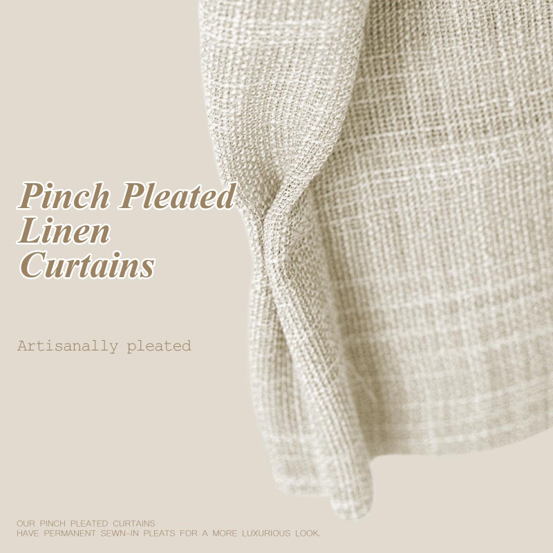 AUSSPVOCT Pinch Pleated Linen Curtains 90 Inch Length for Living Room & Bedroom, Natural Light Filtering Pleat Drapes, Memory Trained Semi-Sheer Window Curtain with Hooks for Farmhouse, 2 Panels 40"Wx90"L - Image 4