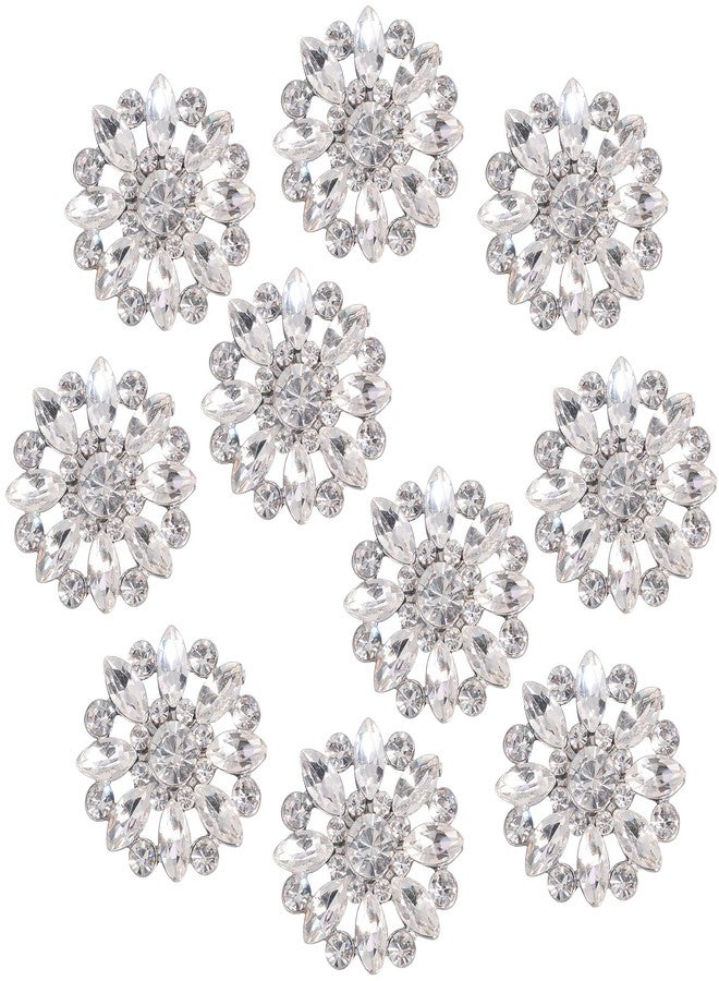 Jerler جيرلر، 10 قطع، 24 مم، أزرار مرصعة بأحجار الراين، زينة كريستالية، أزرار خياطة على الملابس للزينة والمشاريع اليدوية (كريستال فضي، 24 مم/0.94 بوصة) - Image 1