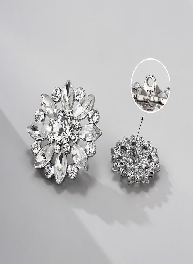 Jerler جيرلر، 10 قطع، 24 مم، أزرار مرصعة بأحجار الراين، زينة كريستالية، أزرار خياطة على الملابس للزينة والمشاريع اليدوية (كريستال فضي، 24 مم/0.94 بوصة) - Image 3