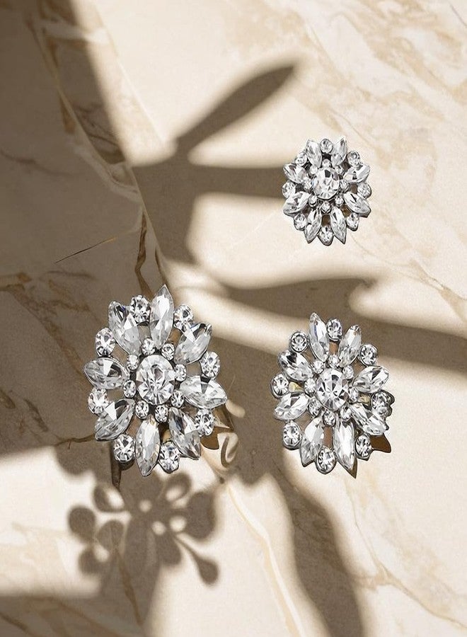 Jerler جيرلر، 10 قطع، 24 مم، أزرار مرصعة بأحجار الراين، زينة كريستالية، أزرار خياطة على الملابس للزينة والمشاريع اليدوية (كريستال فضي، 24 مم/0.94 بوصة) - Image 5