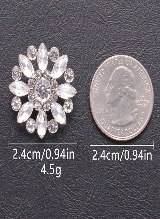 Jerler جيرلر، 10 قطع، 24 مم، أزرار مرصعة بأحجار الراين، زينة كريستالية، أزرار خياطة على الملابس للزينة والمشاريع اليدوية (كريستال فضي، 24 مم/0.94 بوصة) - Image 2